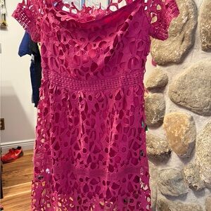 Pink Lace Overlay Dress